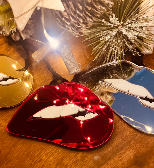 Lips Tree Decoration, Christmas decoration, Tree Decs, Mirror Lips