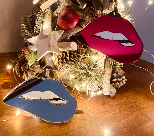 Lips Tree Decoration, Christmas decoration, Tree Decs, Mirror Lips