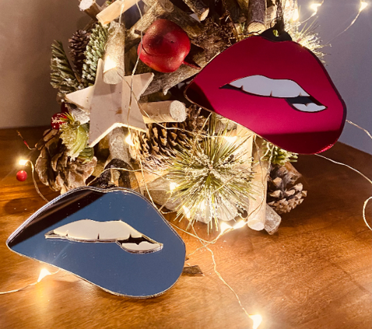 Lips Tree Decoration, Christmas decoration, Tree Decs, Mirror Lips