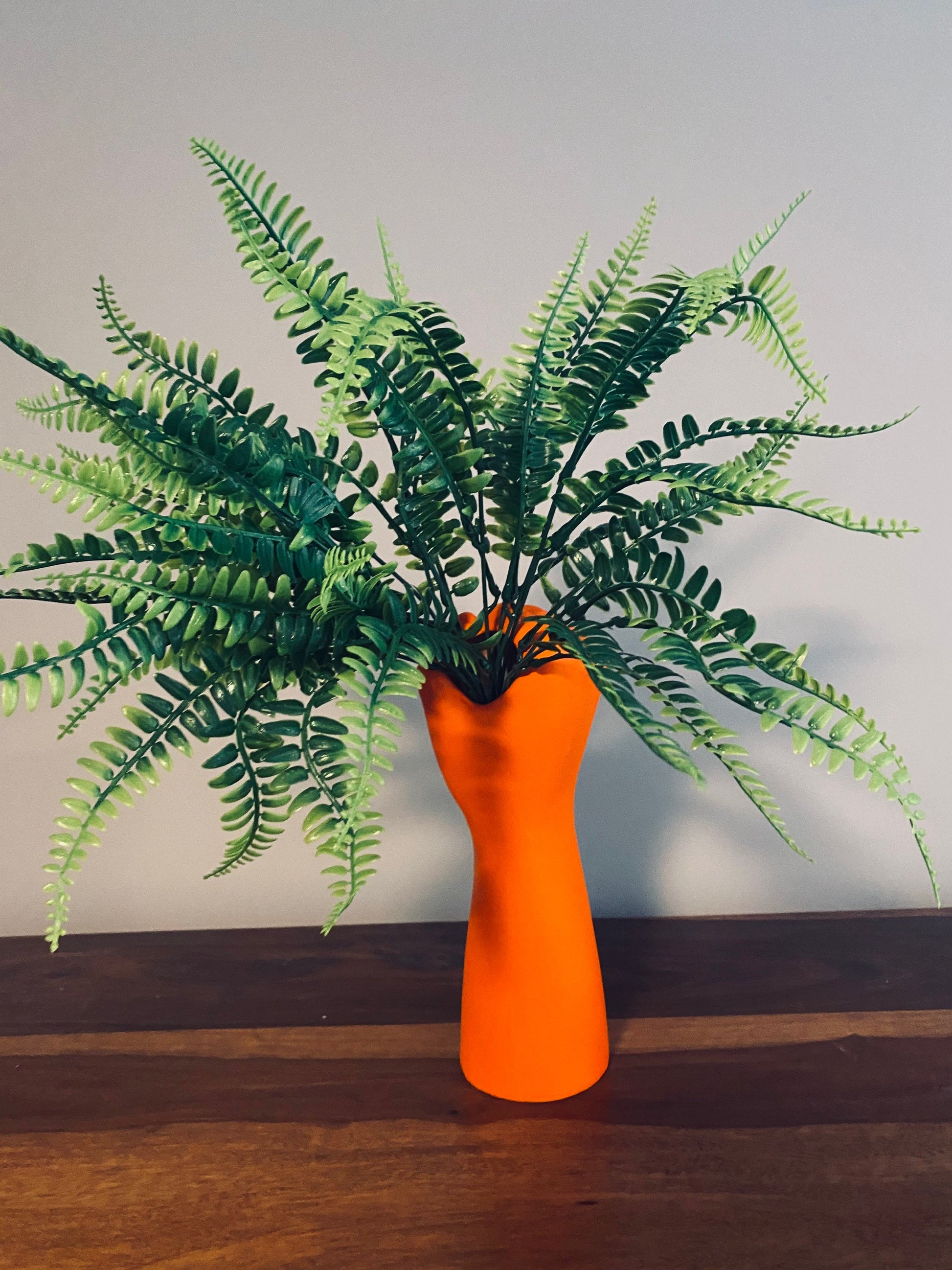 PEACE Hand Vase Neon Orange