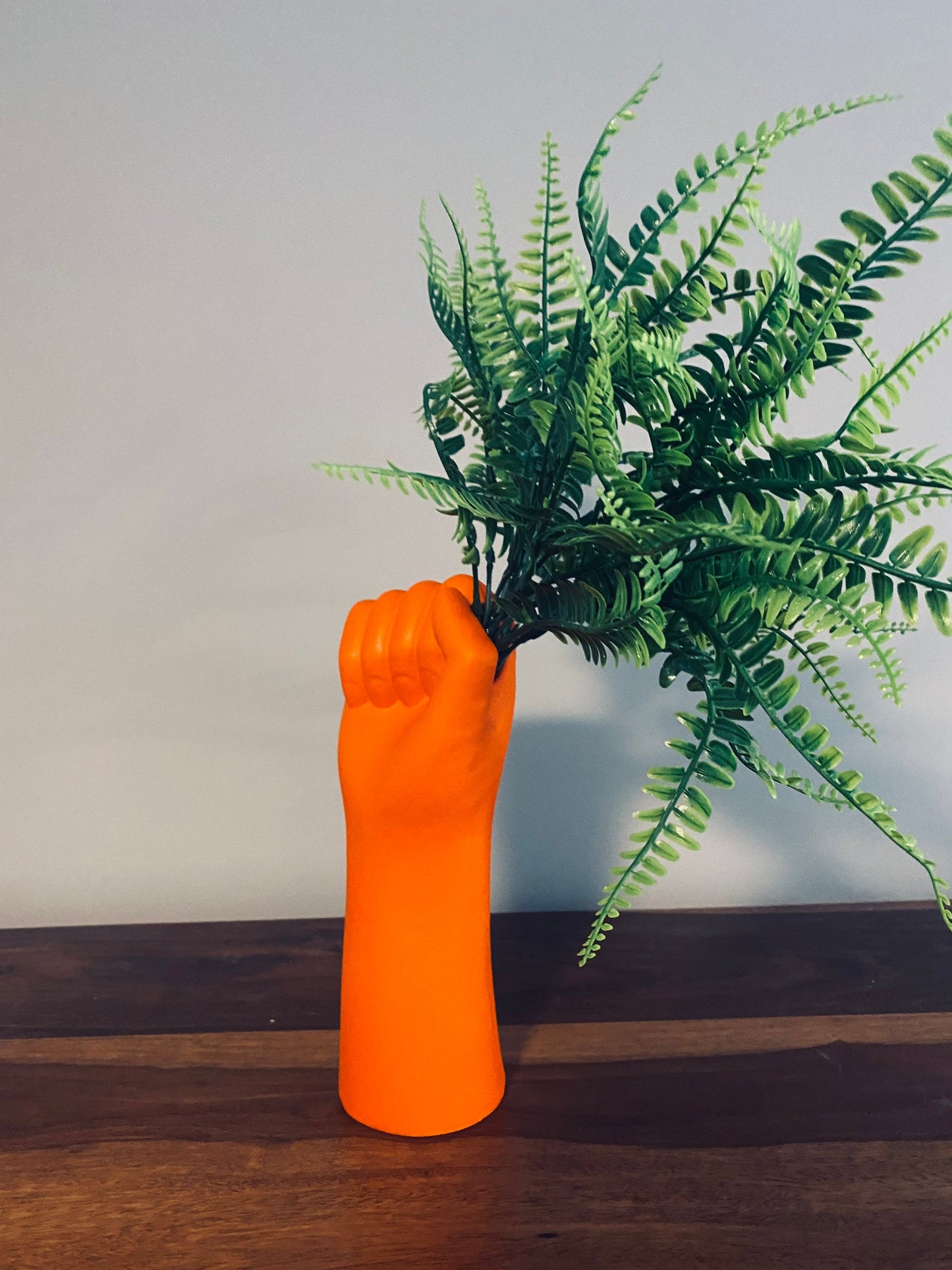 PEACE Hand Vase Neon Orange