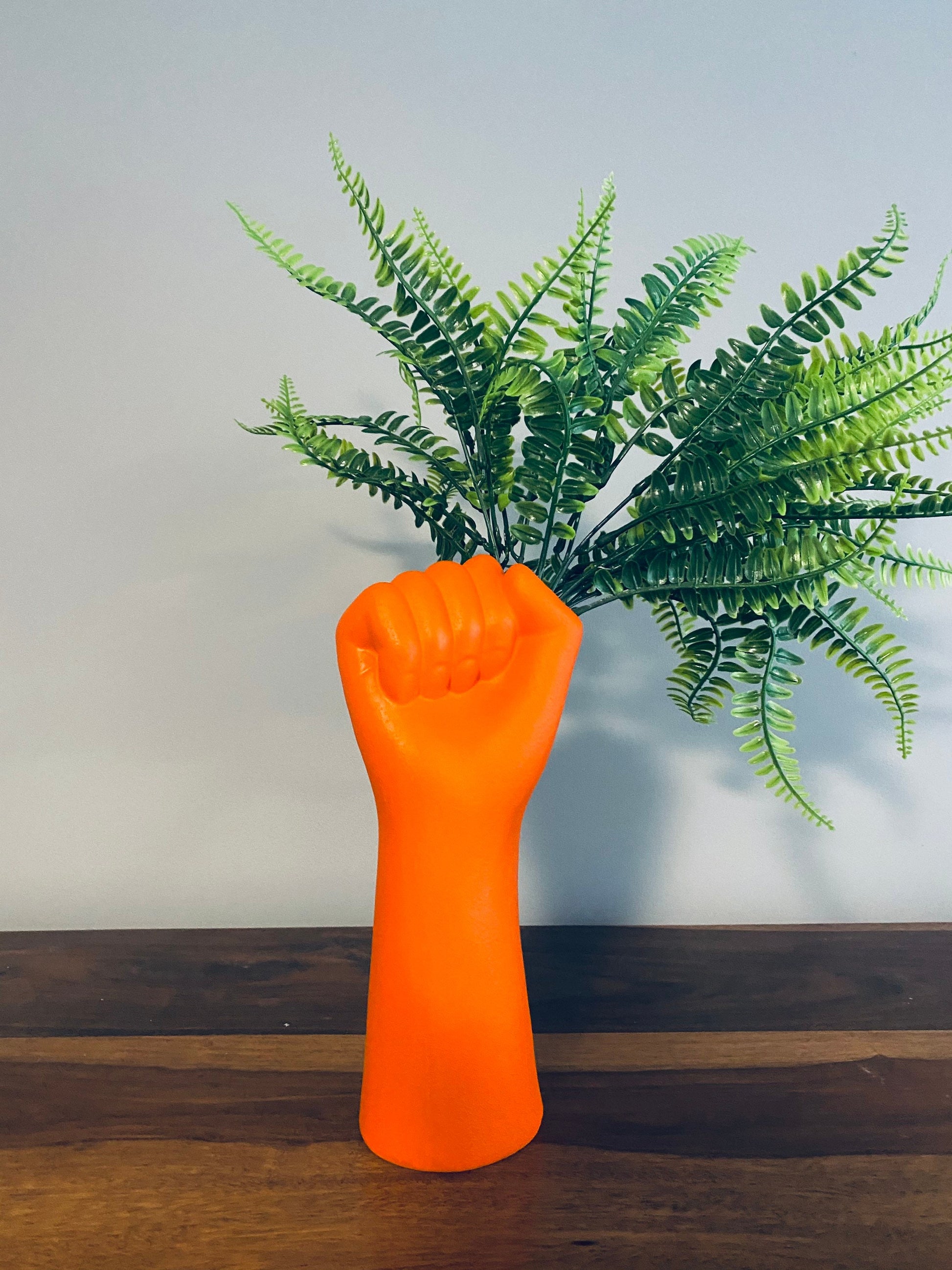 PEACE Hand Vase Neon Orange