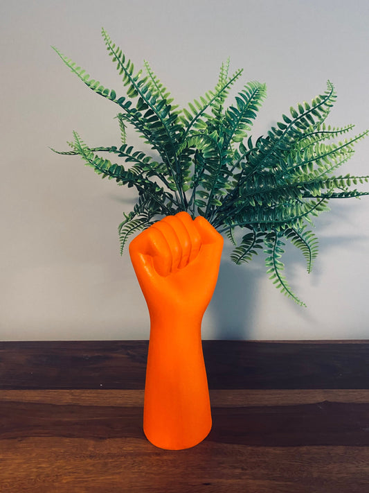 PEACE Hand Vase Neon Orange