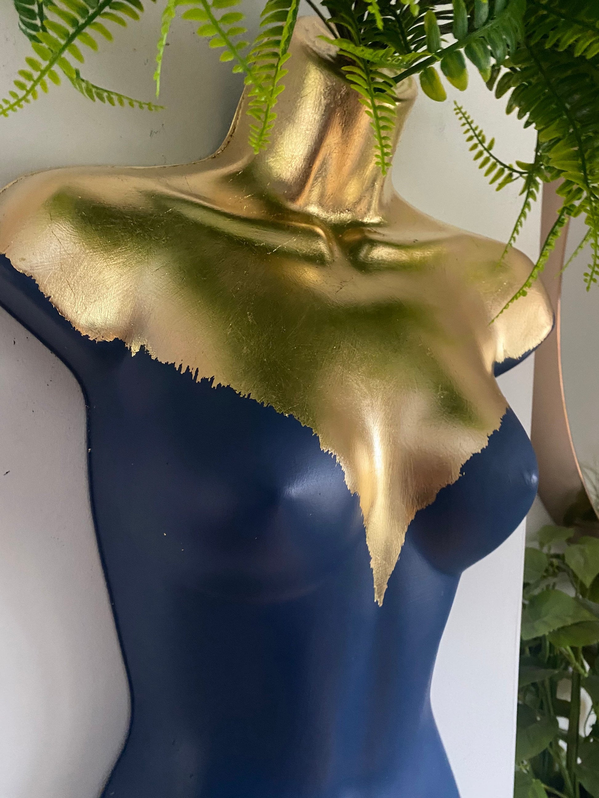 Female Boobie  Wall Torso Boobie Artificial Plant Holder Blue and Gold