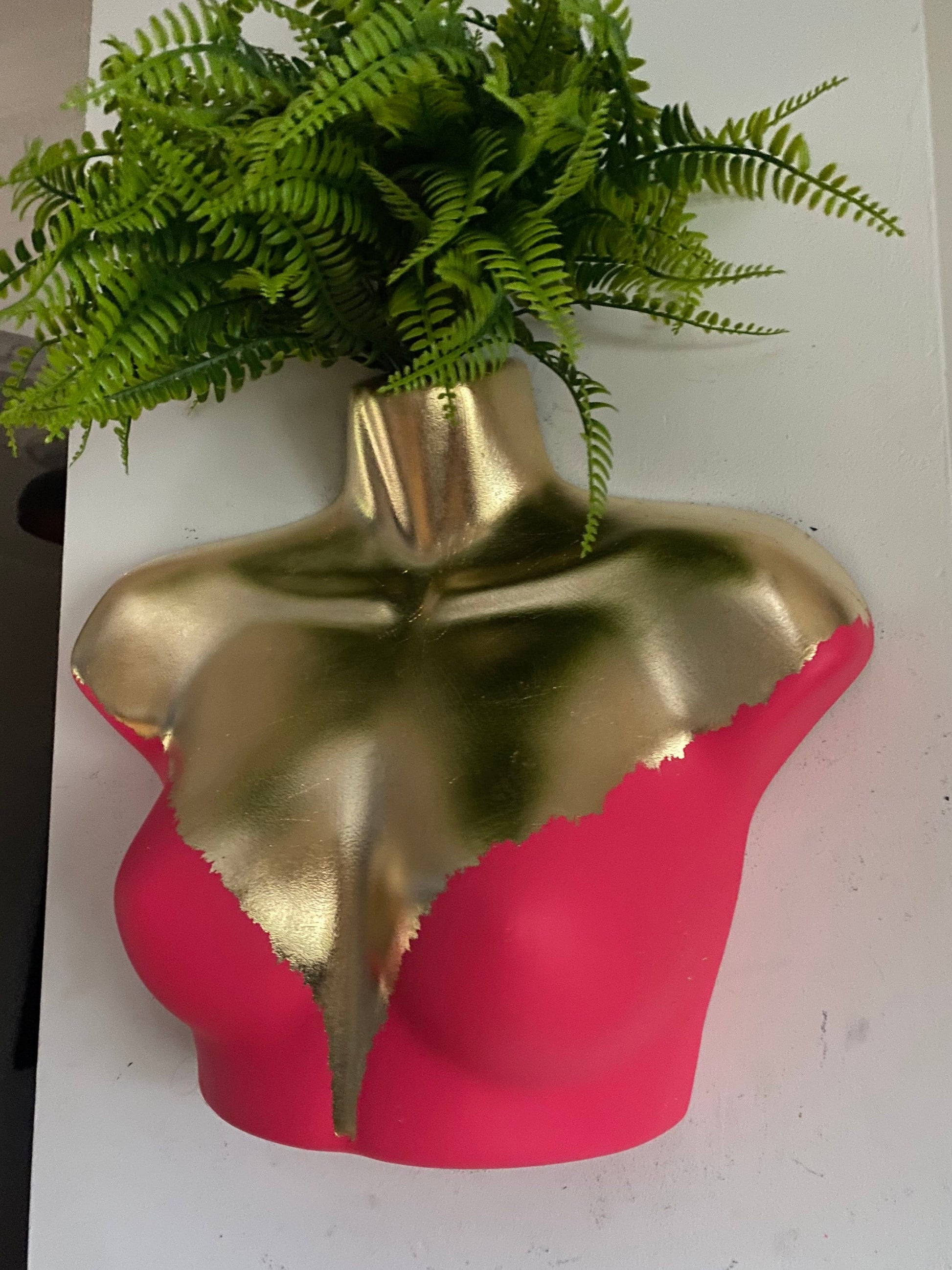 Female Wall Torso Boobie Artificial Plant Hot pink and Gold