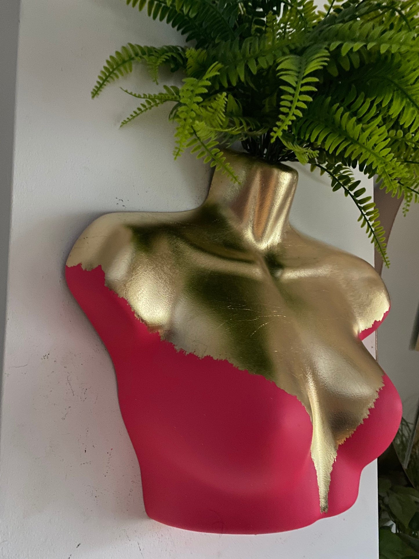 Female Wall Torso Boobie Artificial Plant Hot pink and Gold