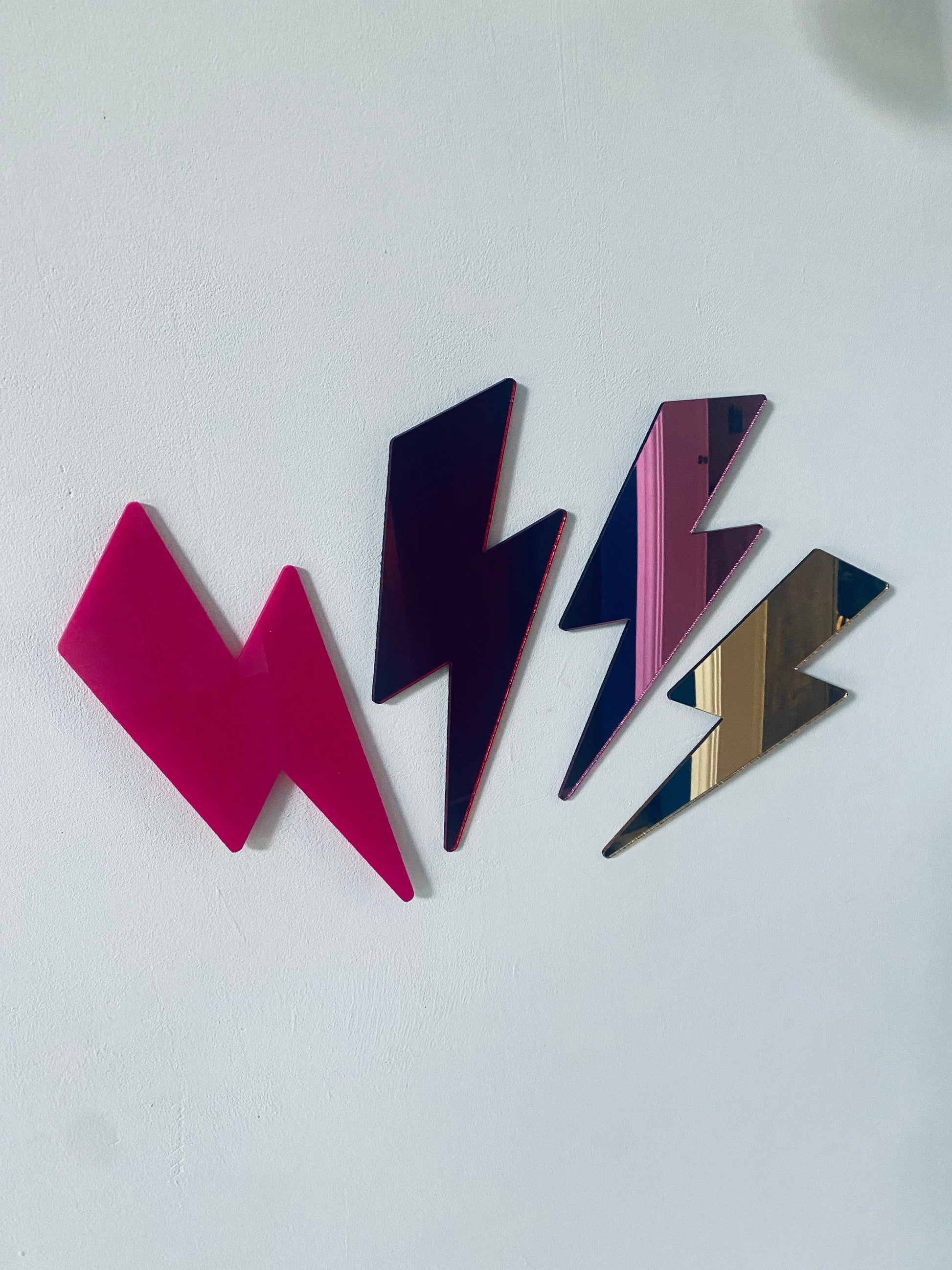 Mirror PINK Lightening Bolt wall decor   - Acrylic - Bolt Decor - Mirror PINK