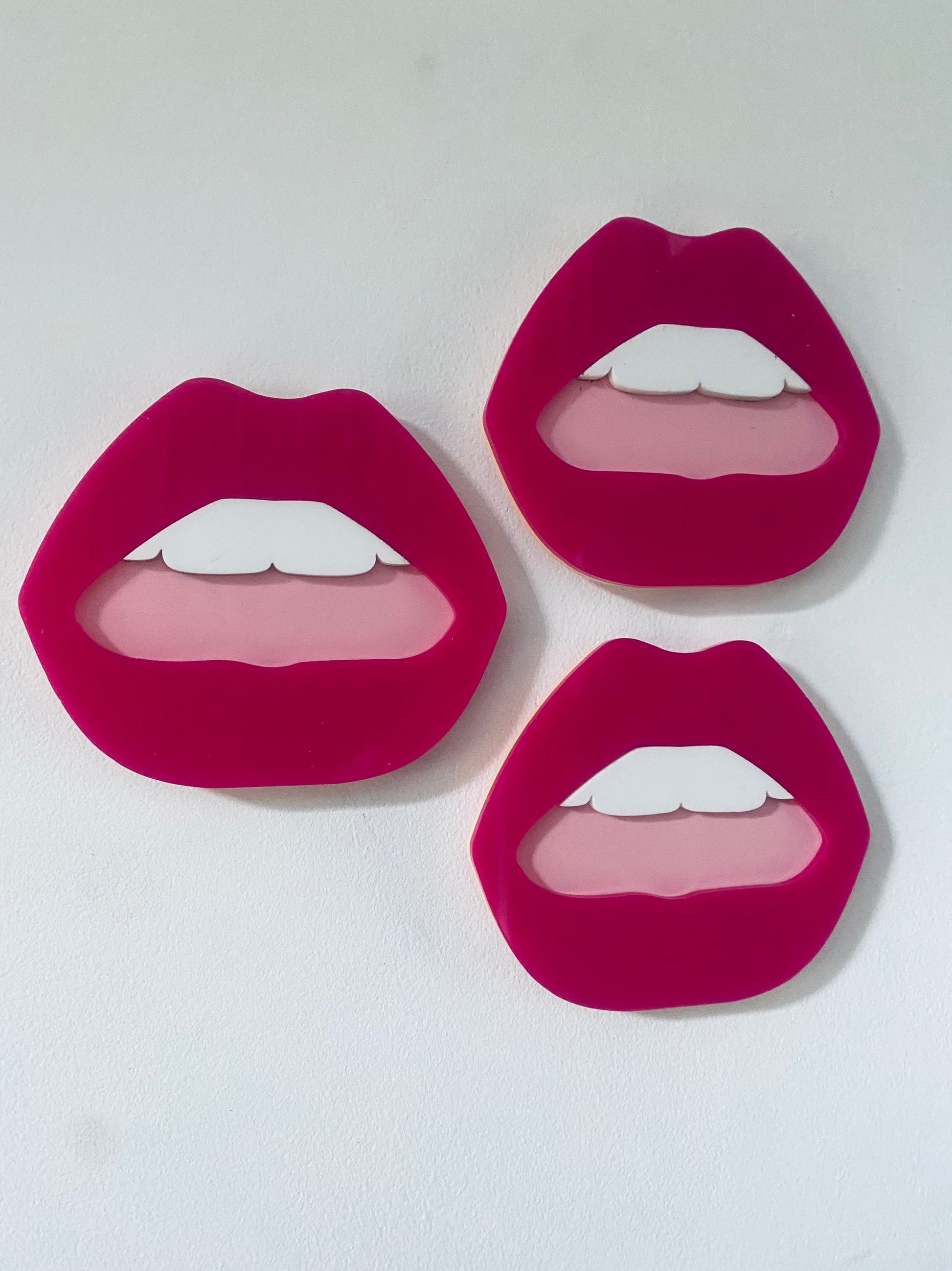 MINI Hot pink lips  - Acrylic - Lip Decor - HOT Pink lips with pink