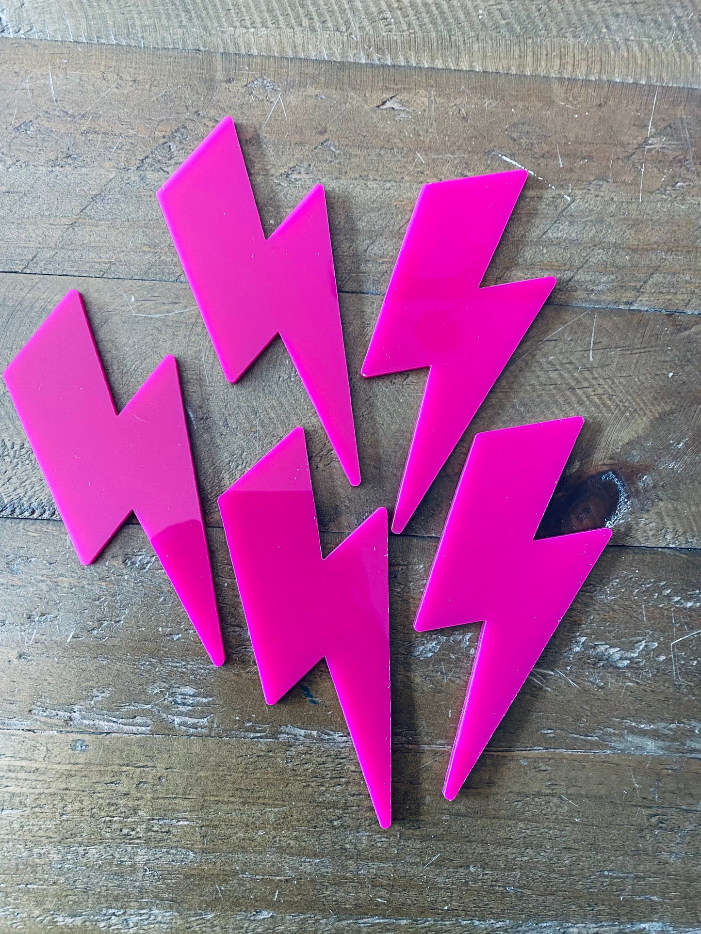 5 x MINI Lightening Bolt BUNDLE   - Acrylic  - HOT Pink