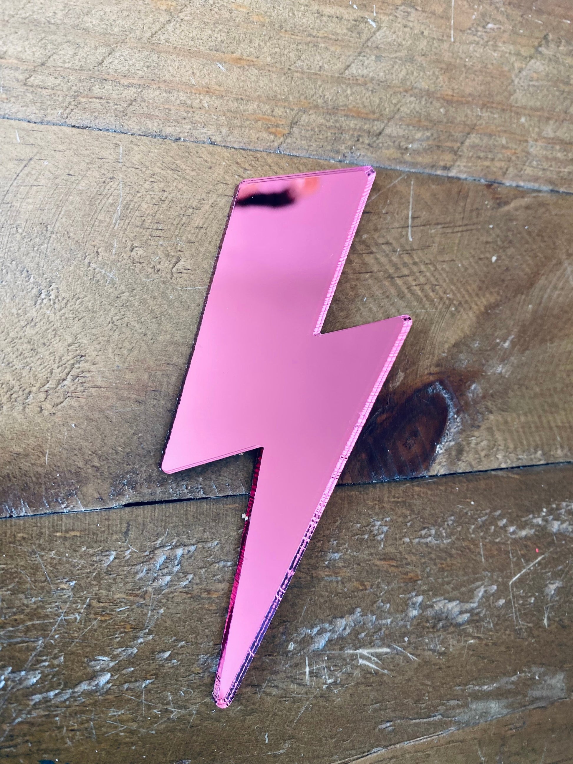 5 x MINI Lightening Bolt BUNDLE   - Acrylic  - MIRROR Pink