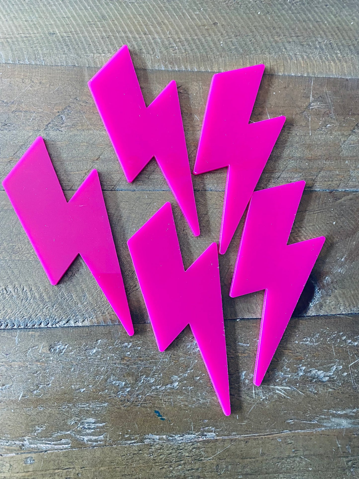 5 x MINI Lightening Bolt BUNDLE   - Acrylic  - HOT Pink