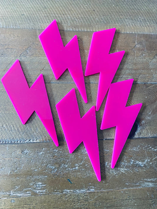 5 x MINI Lightening Bolt BUNDLE   - Acrylic  - HOT Pink