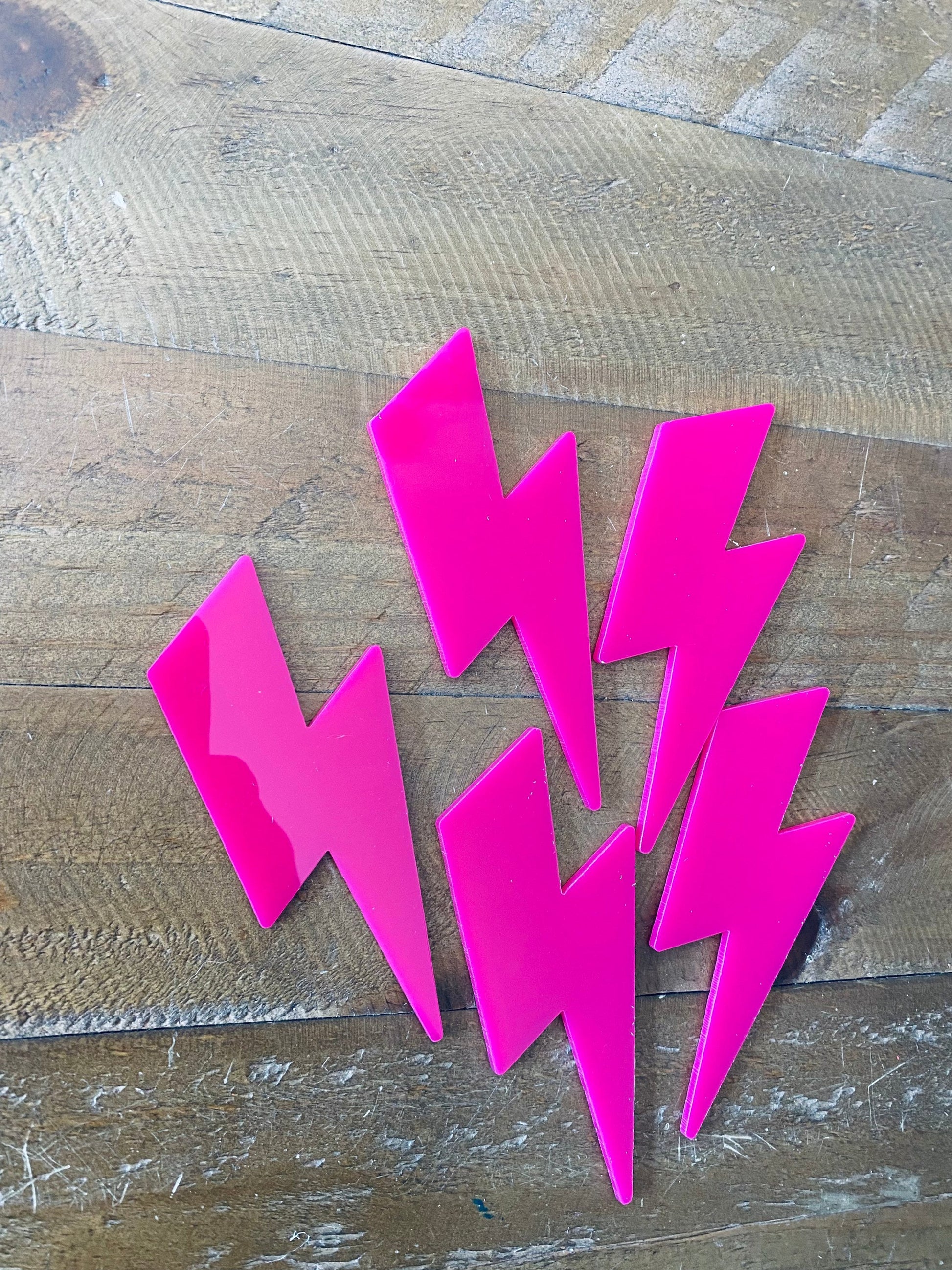 5 x MINI Lightening Bolt BUNDLE   - Acrylic  - HOT Pink