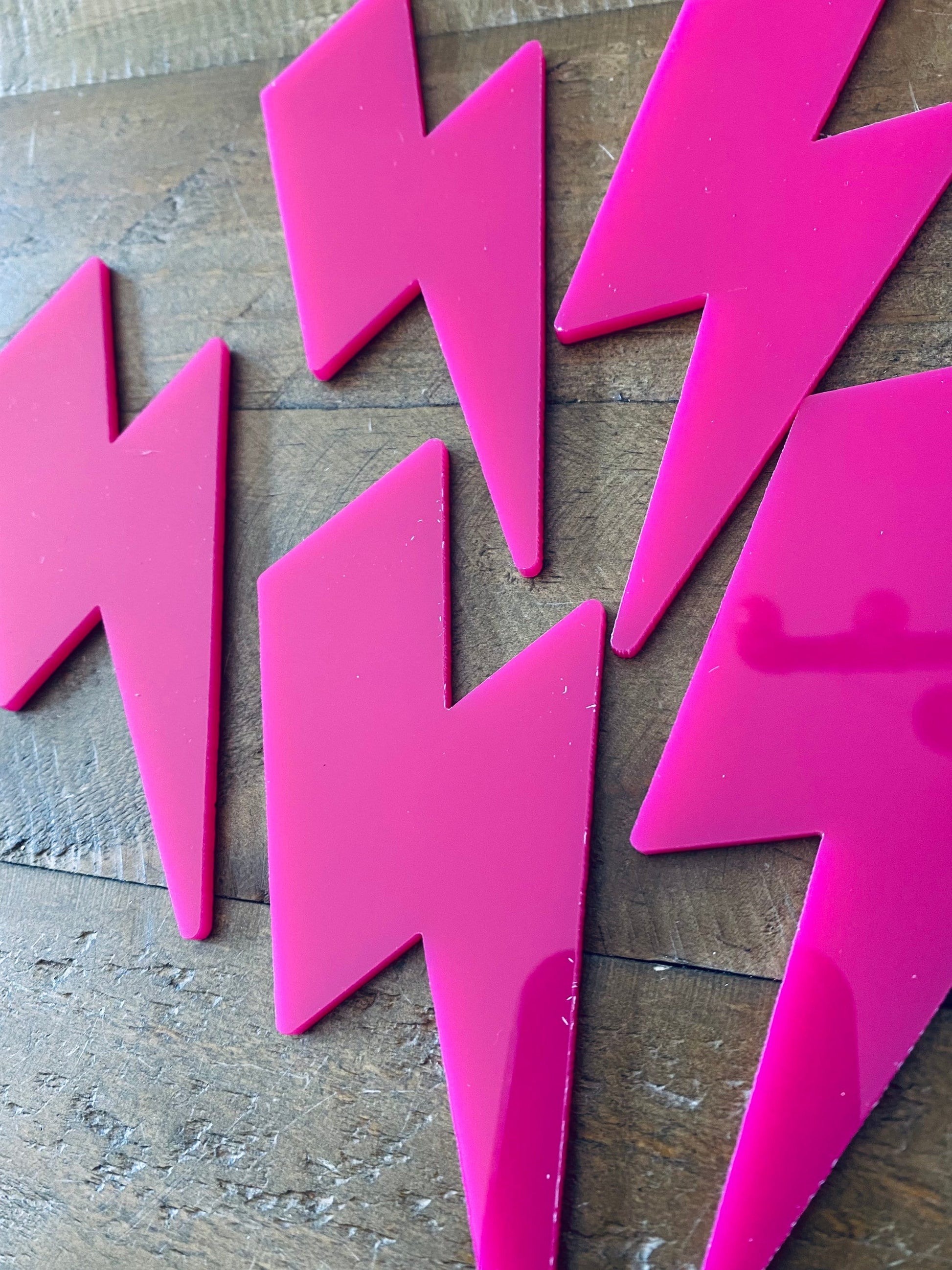 5 x MINI Lightening Bolt BUNDLE   - Acrylic  - HOT Pink