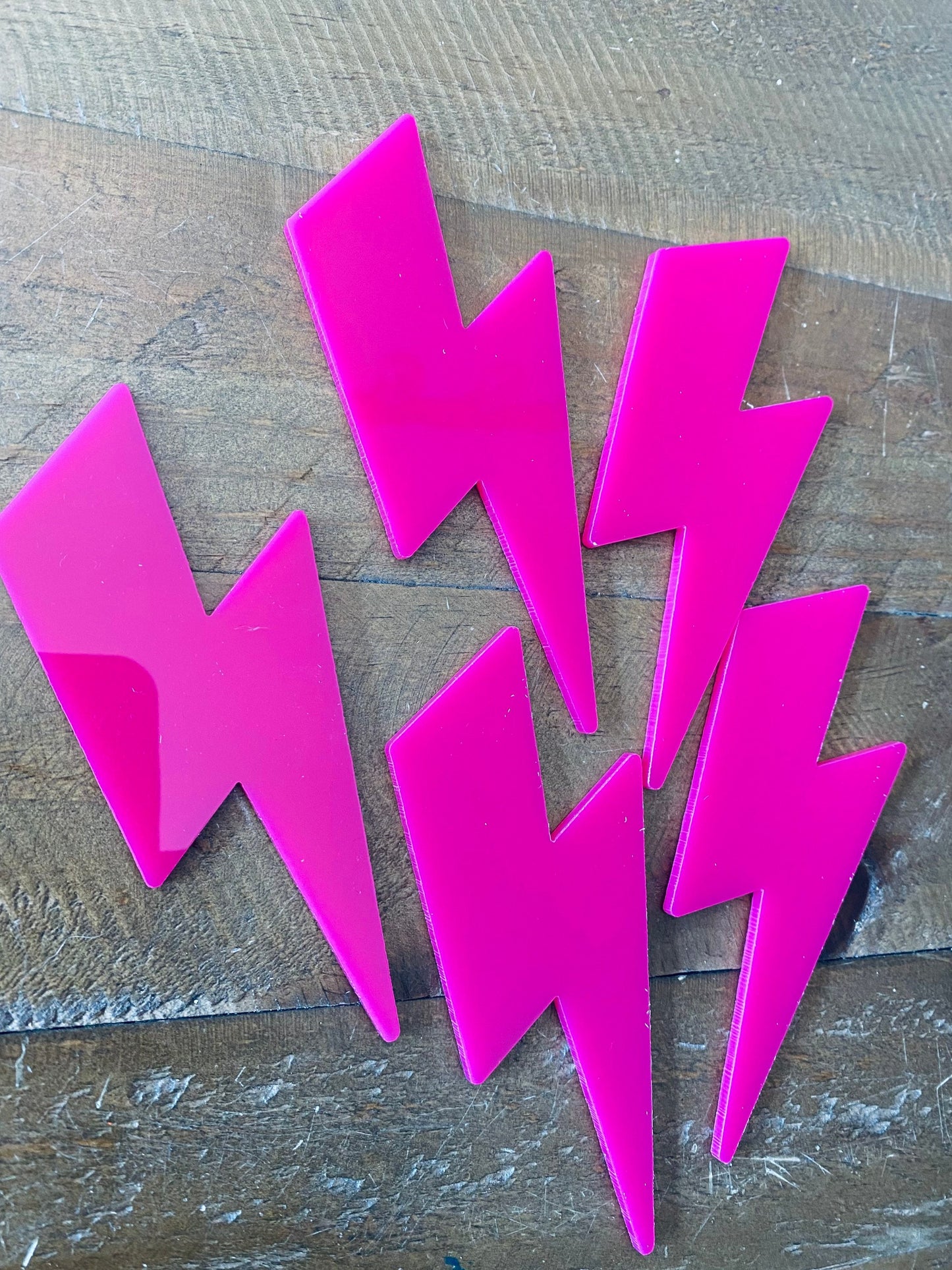 5 x MINI Lightening Bolt BUNDLE   - Acrylic  - HOT Pink