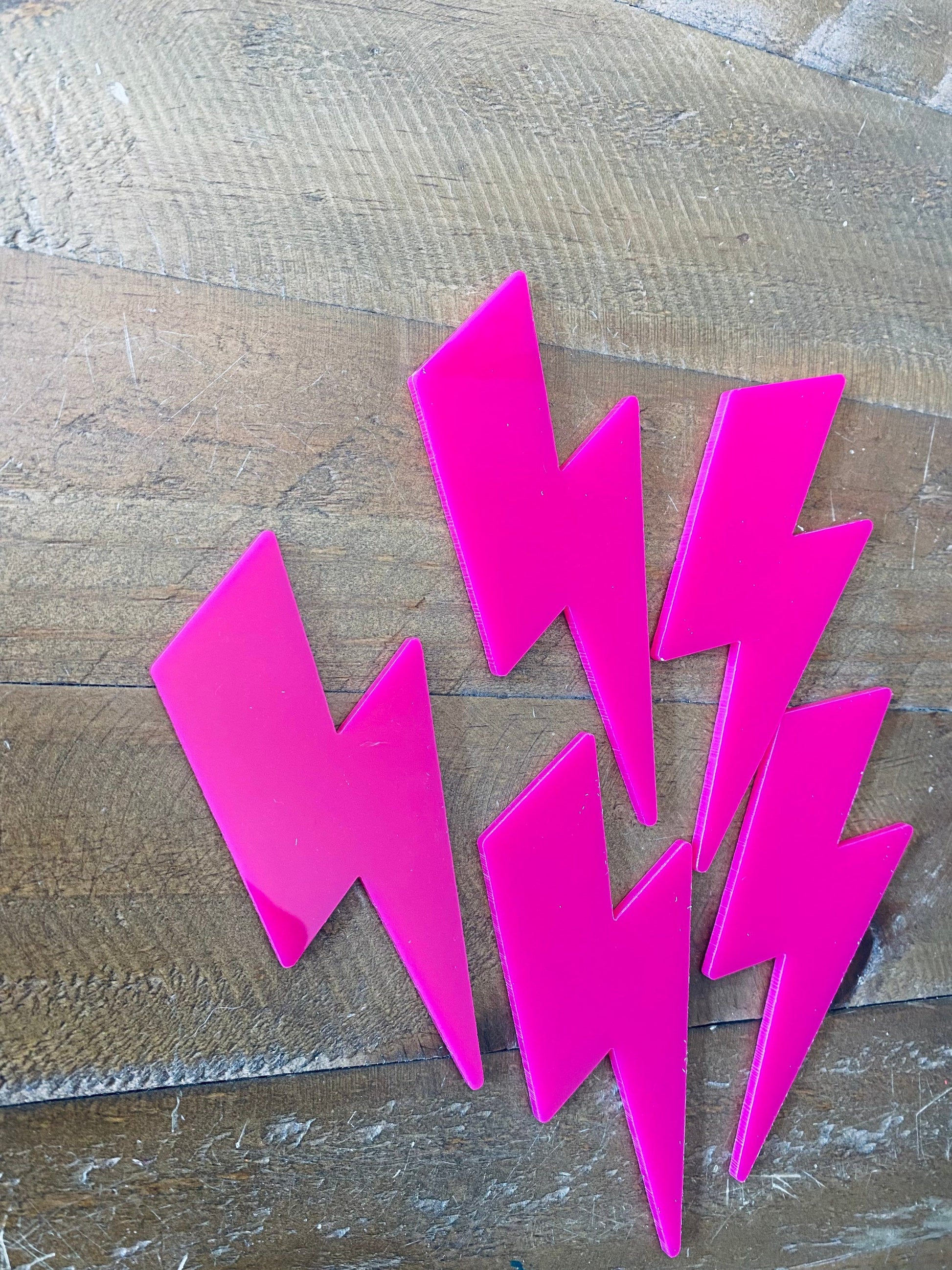 5 x MINI Lightening Bolt BUNDLE   - Acrylic  - HOT Pink