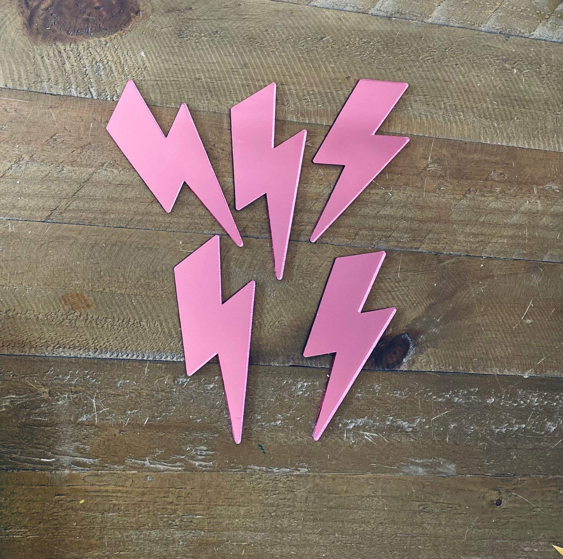 5 x MINI Lightening Bolt BUNDLE   - Acrylic  - MIRROR Pink