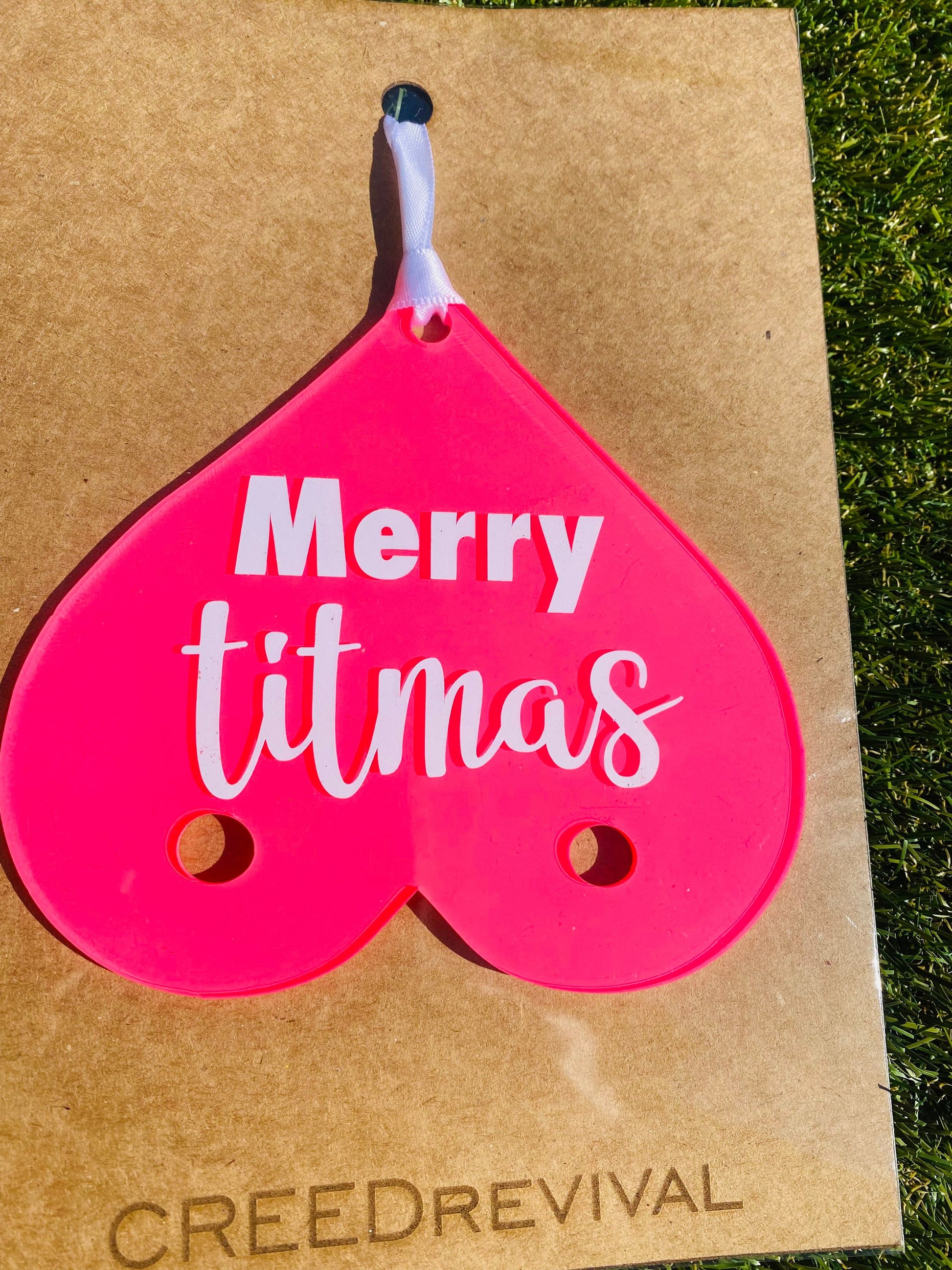 Merry Titmas Boob Shaped Tree Decoration, Christmas decoration, Tree Dec, Boobie Tree Decs