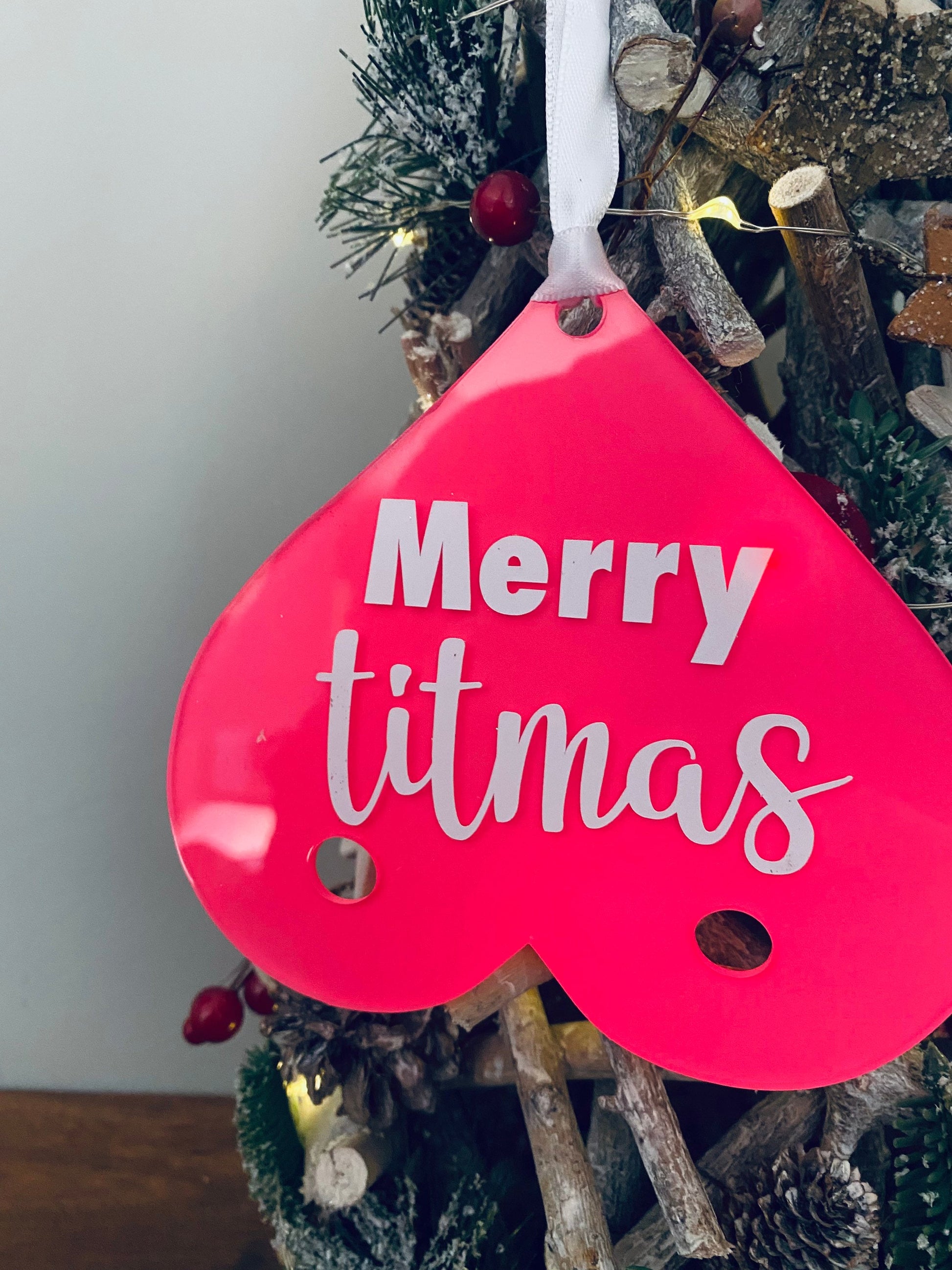 Merry Titmas Boob Shaped Tree Decoration, Christmas decoration, Tree Dec, Boobie Tree Decs