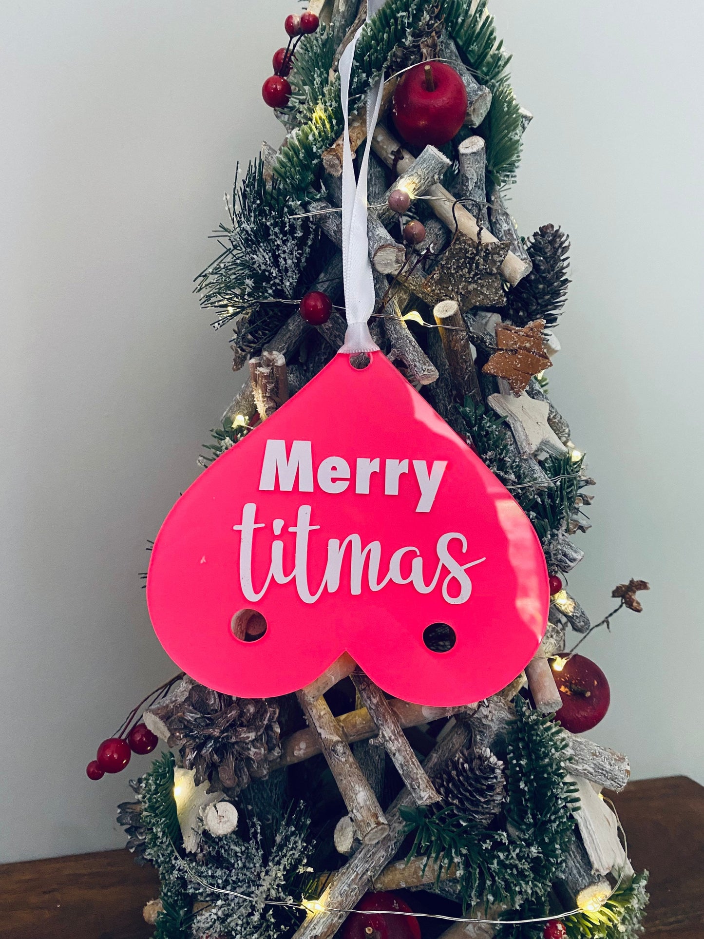 Merry Titmas Boob Shaped Tree Decoration, Christmas decoration, Tree Dec, Boobie Tree Decs