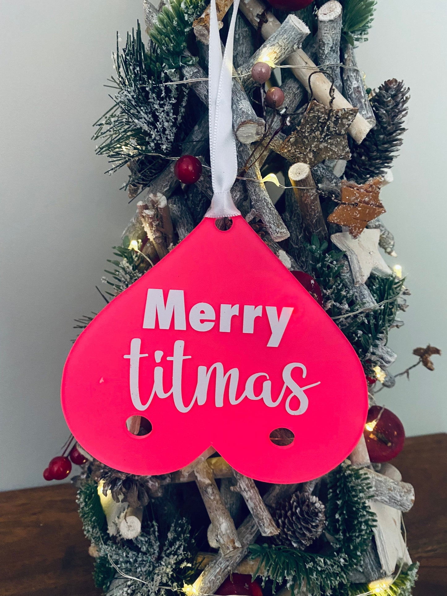 Merry Titmas Boob Shaped Tree Decoration, Christmas decoration, Tree Dec, Boobie Tree Decs