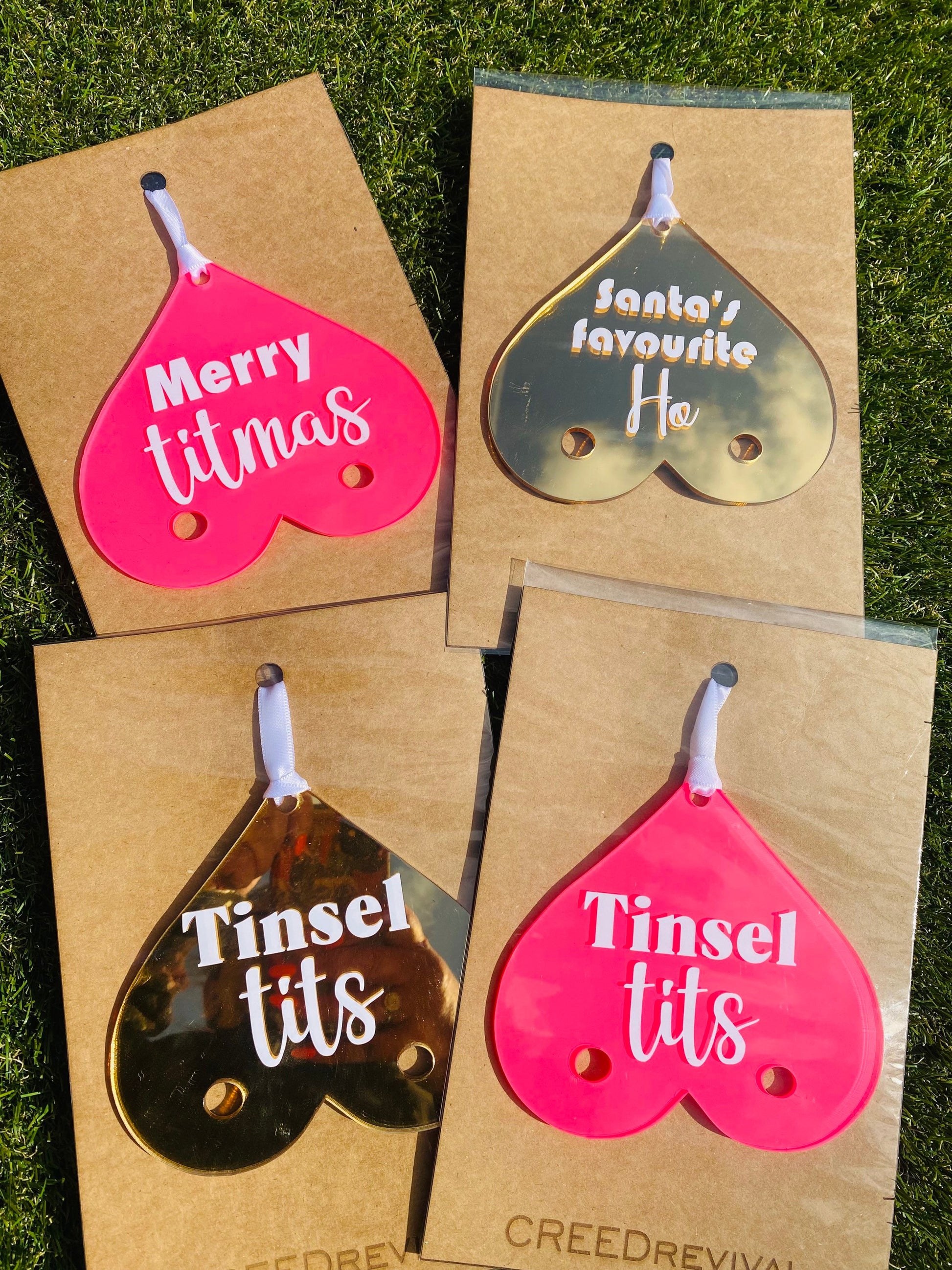 Merry Titmas Boob Shaped Tree Decoration, Christmas decoration, Tree Dec, Boobie Tree Decs