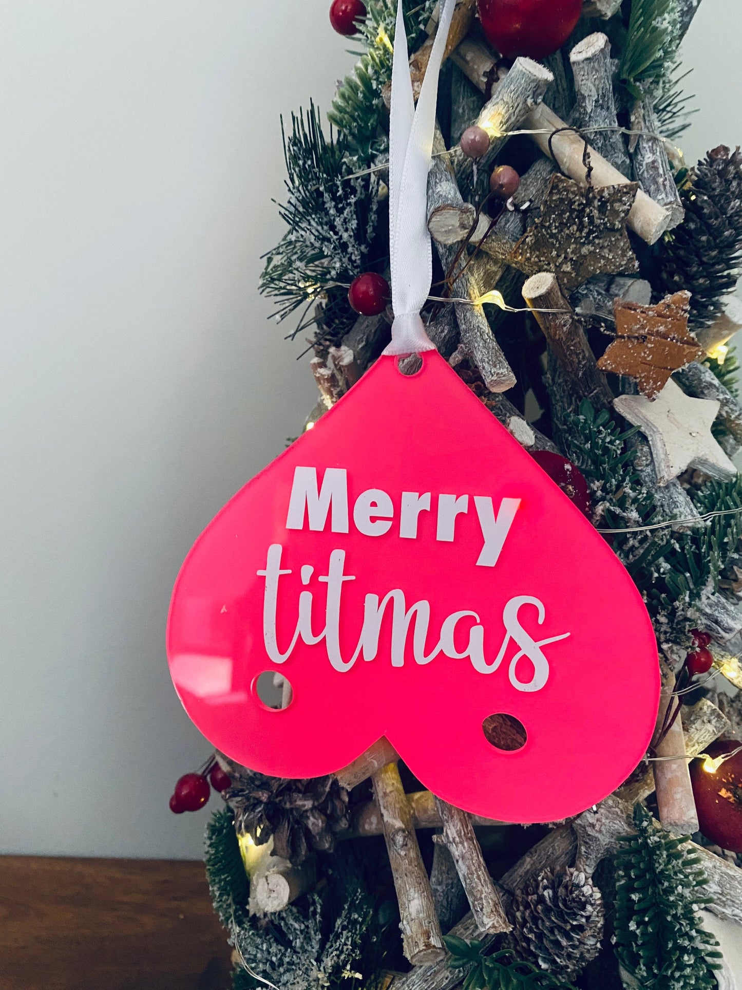 Merry Titmas Boob Shaped Tree Decoration, Christmas decoration, Tree Dec, Boobie Tree Decs