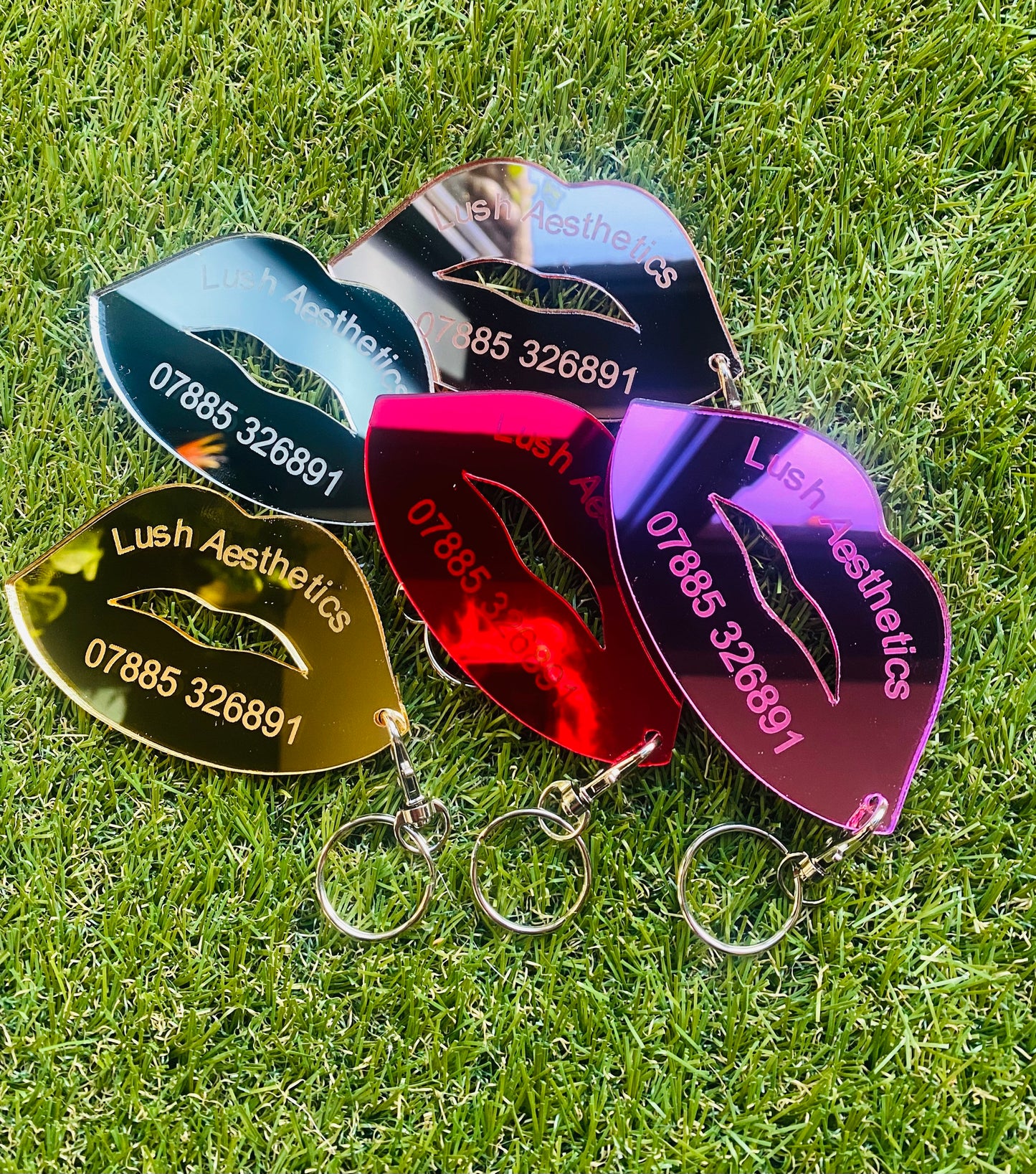 Personalised Keyring, Engraved Keyring, Business Keyring, Lip Keyring, Mirror Keyring