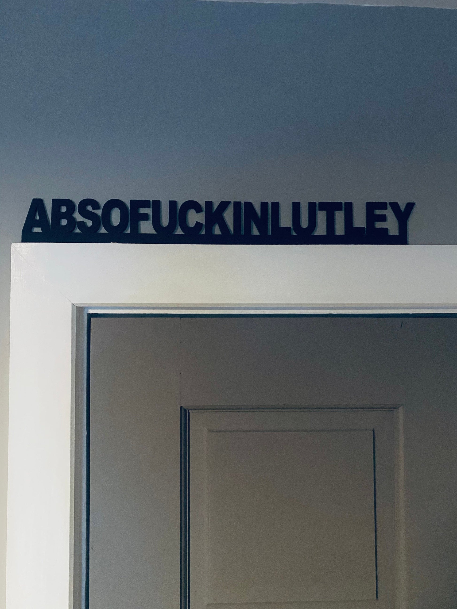 ABSOFUCKINLUTLEY -  door topper, shelf decor, wall decor