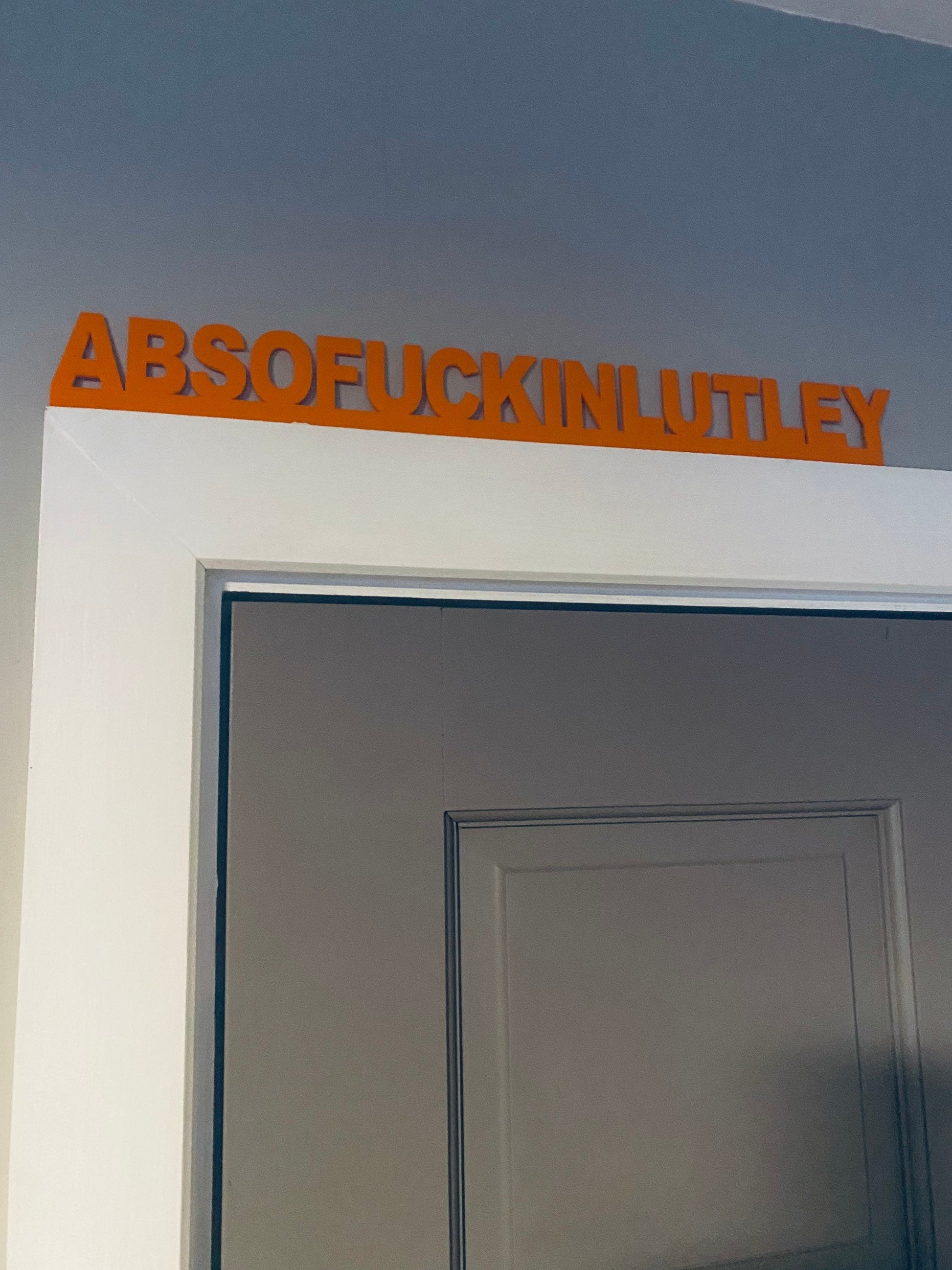 ABSOFUCKINLUTLEY -  door topper, shelf decor, wall decor