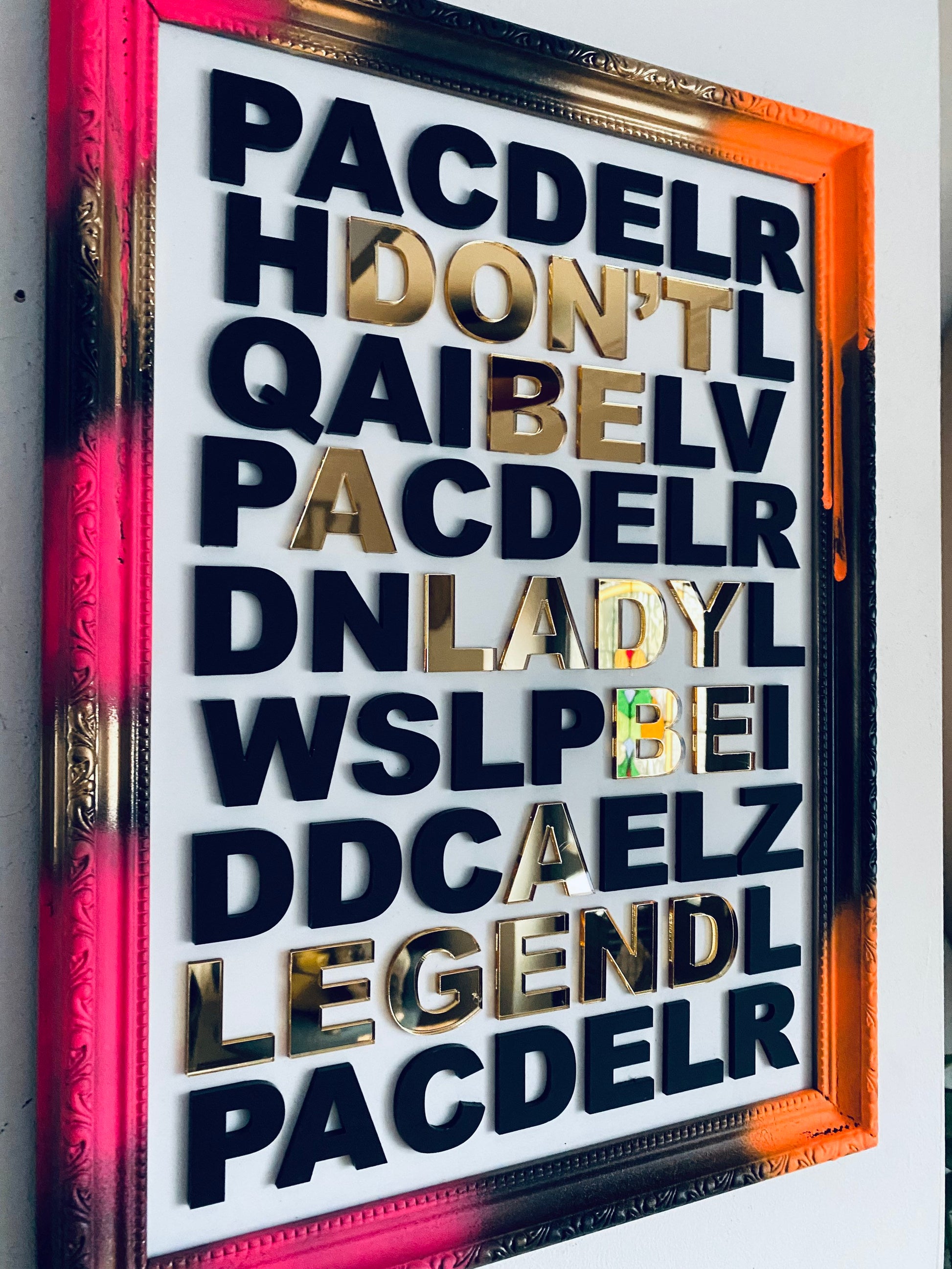 Don’t be a Lady be a Legend - Art Piece, 3D acrylic letters - choose frame colour